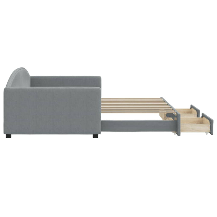 daybed med udtræk og skuffer 100x190 cm stof lysegrå