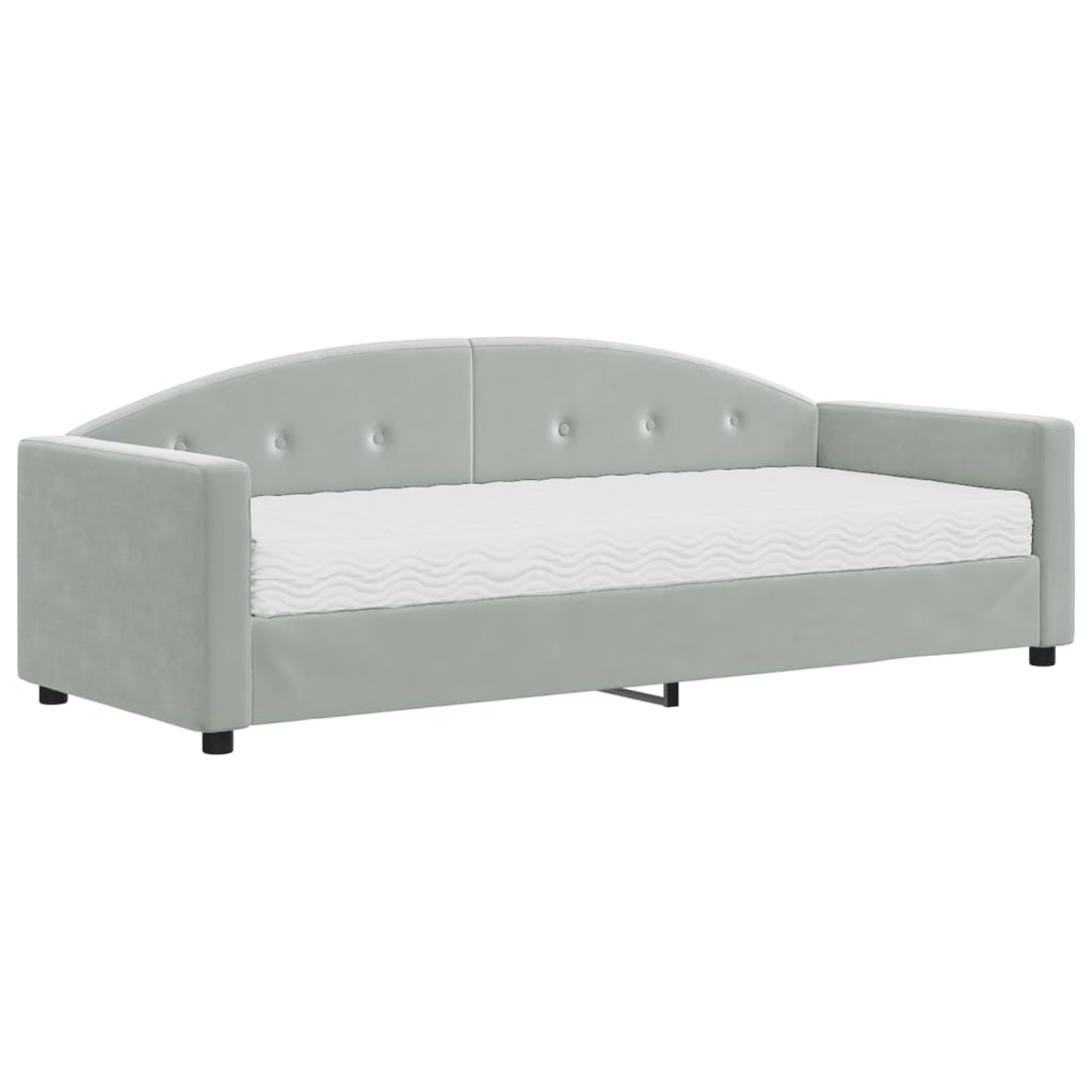 daybed med madras 80x200 cm velour lysegrå