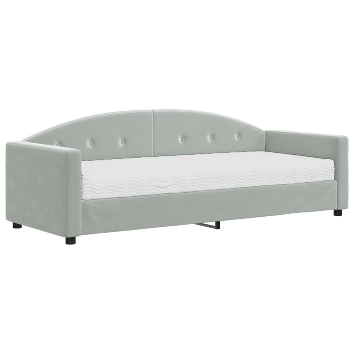 daybed med madras 80x200 cm velour lysegrå