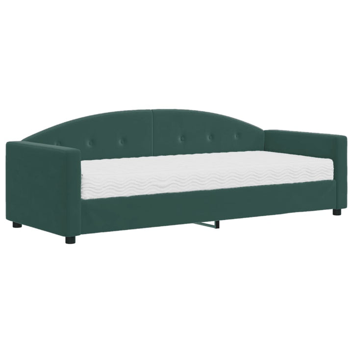 daybed med madras 80x200 cm velour mørkegrøn