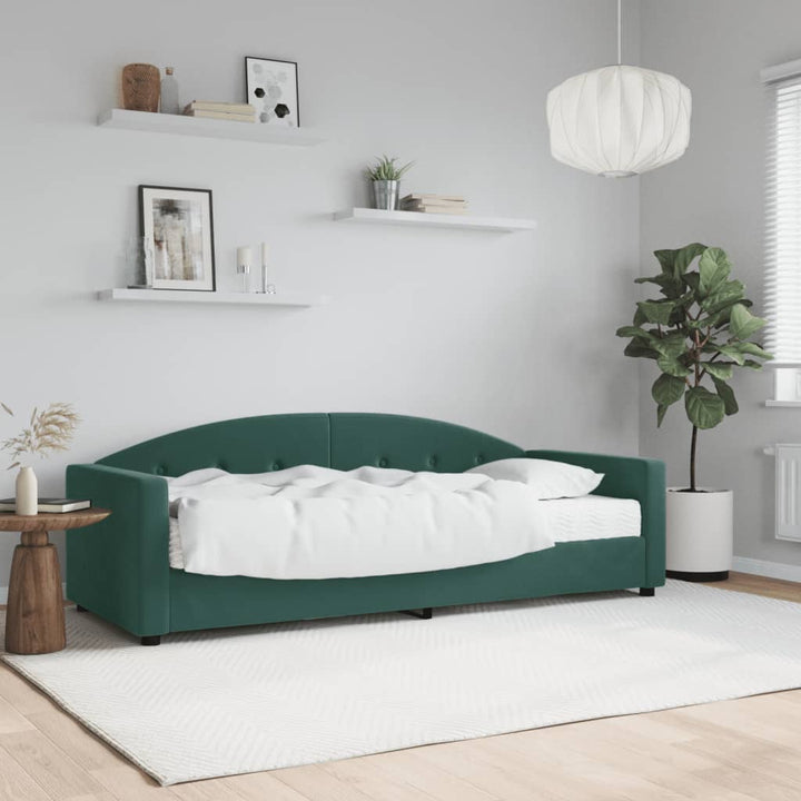 daybed med madras 80x200 cm velour mørkegrøn