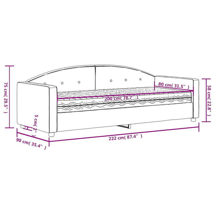 daybed med madras 80x200 cm velour gul