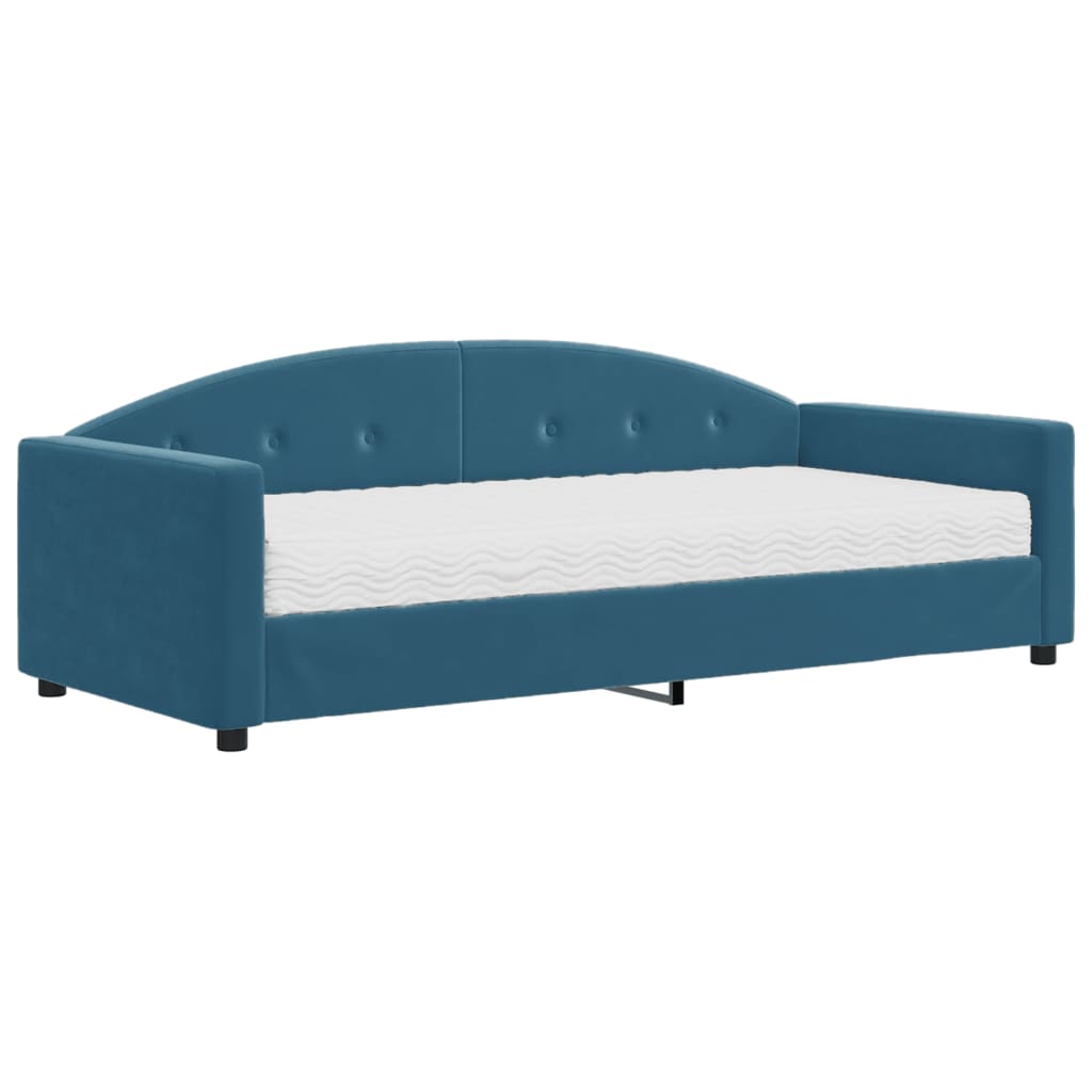 daybed med madras 90x200 cm velour blå
