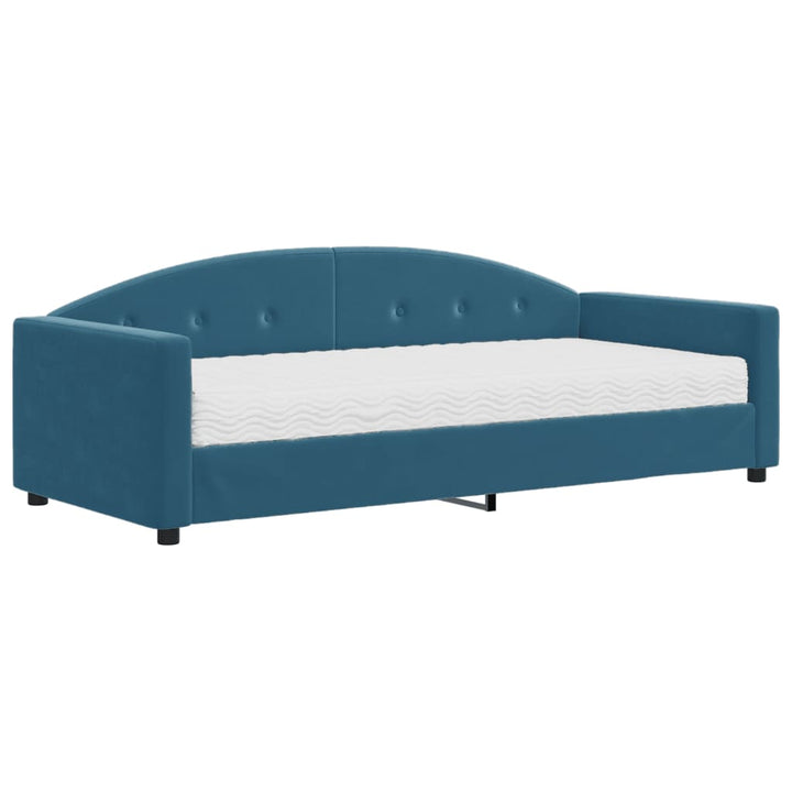 daybed med madras 90x200 cm velour blå
