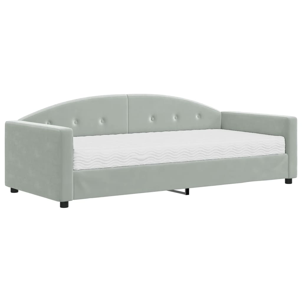 daybed med madras 90x200 cm velour lysegrå