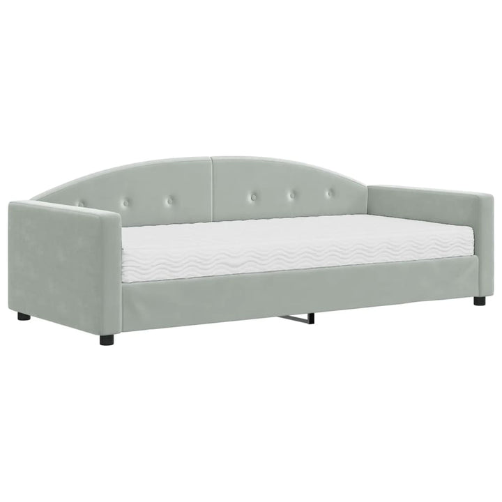 daybed med madras 90x200 cm velour lysegrå