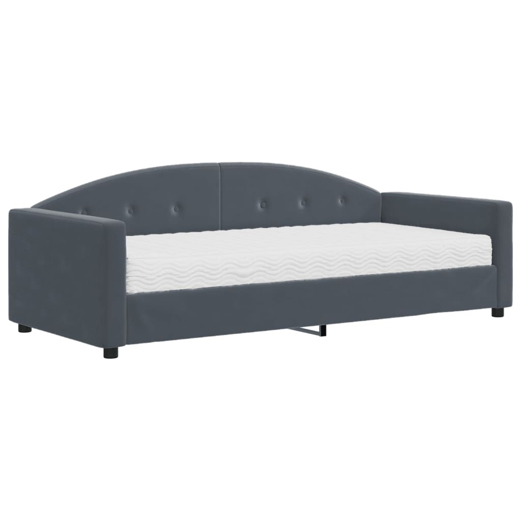 daybed med madras 90x200 cm velour mørkegrå