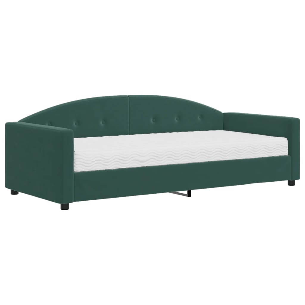 daybed med madras 90x200 cm velour mørkegrøn