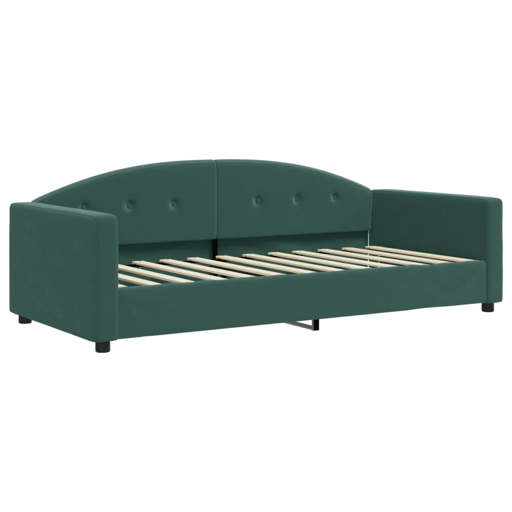 daybed med madras 90x200 cm velour mørkegrøn