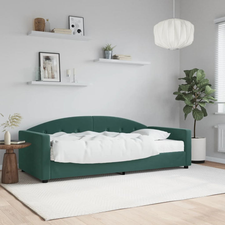 daybed med madras 90x200 cm velour mørkegrøn