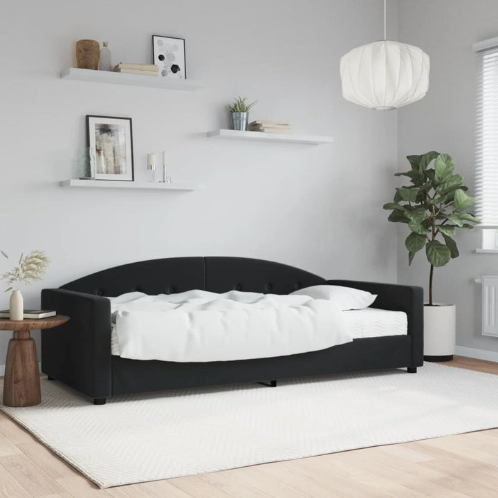 daybed med madras 90x200 cm velour sort