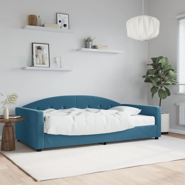 daybed med madras 100x200 cm velour blå