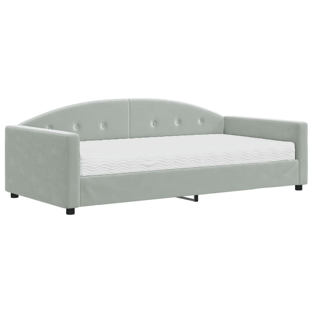daybed med madras 100x200 cm velour lysegrå