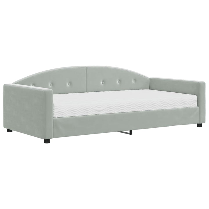 daybed med madras 100x200 cm velour lysegrå