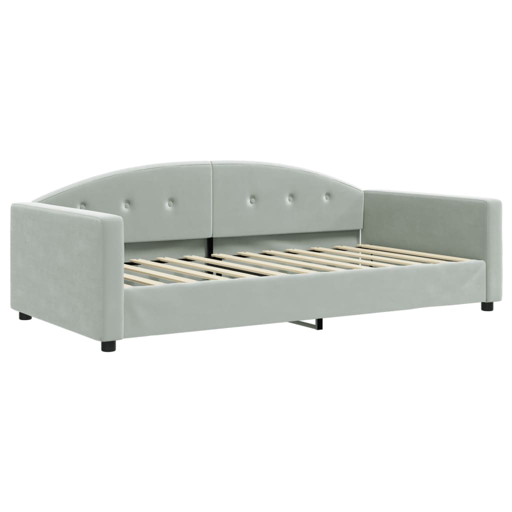 daybed med madras 100x200 cm velour lysegrå