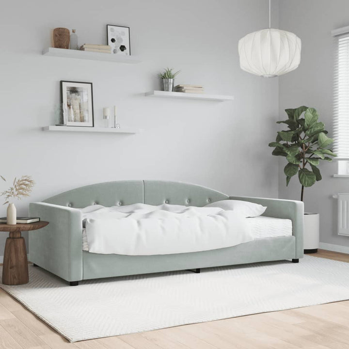 daybed med madras 100x200 cm velour lysegrå