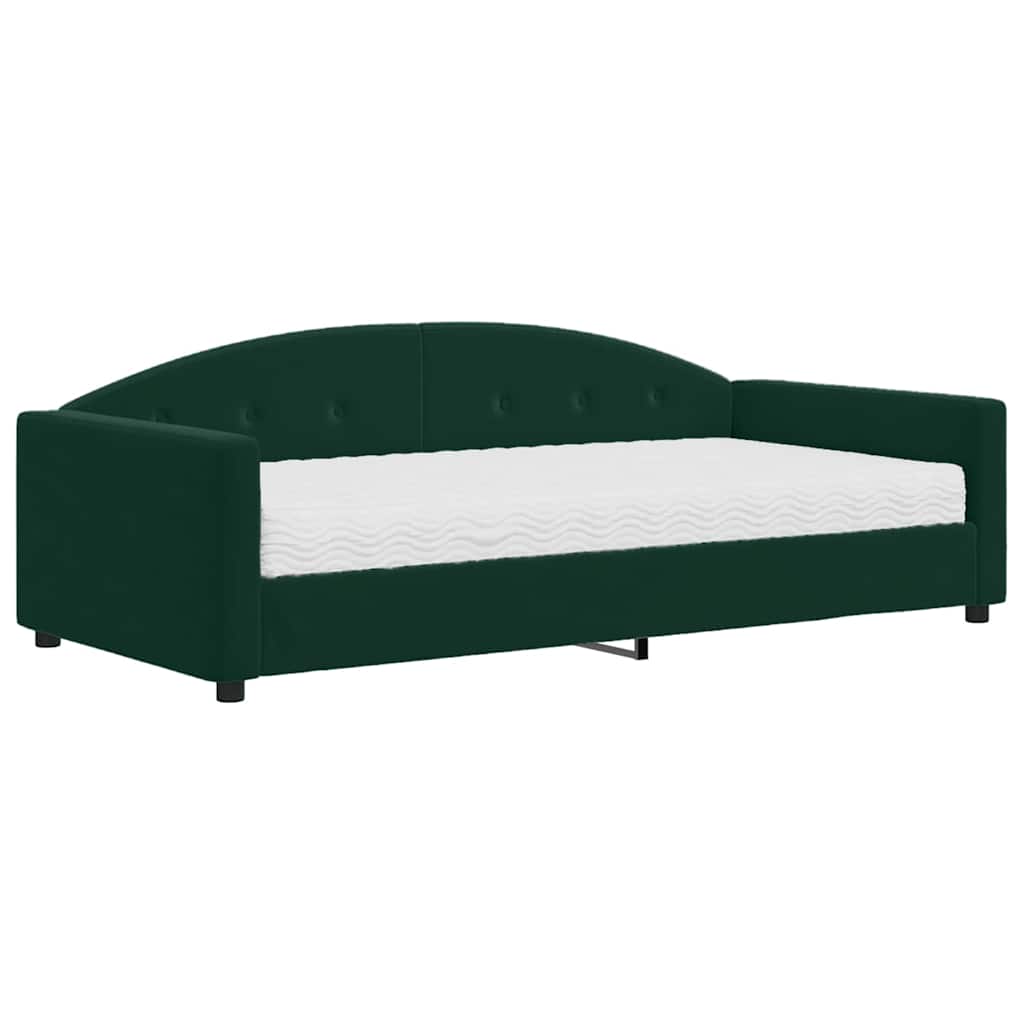 daybed med madras 100x200 cm velour mørkegrøn