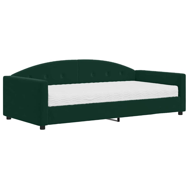 daybed med madras 100x200 cm velour mørkegrøn