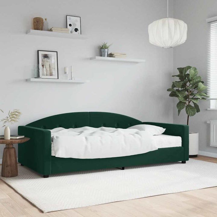 daybed med madras 100x200 cm velour mørkegrøn