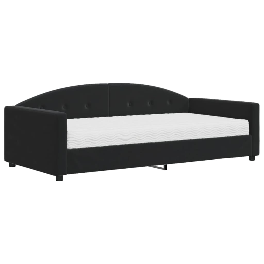 daybed med madras 100x200 cm velour sort