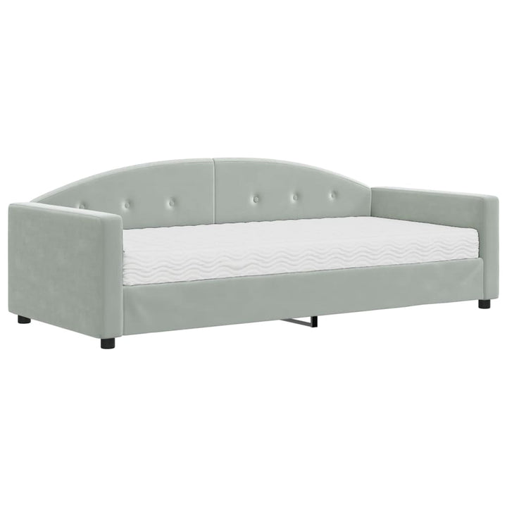 daybed med madras 90x190 cm velour lysegrå