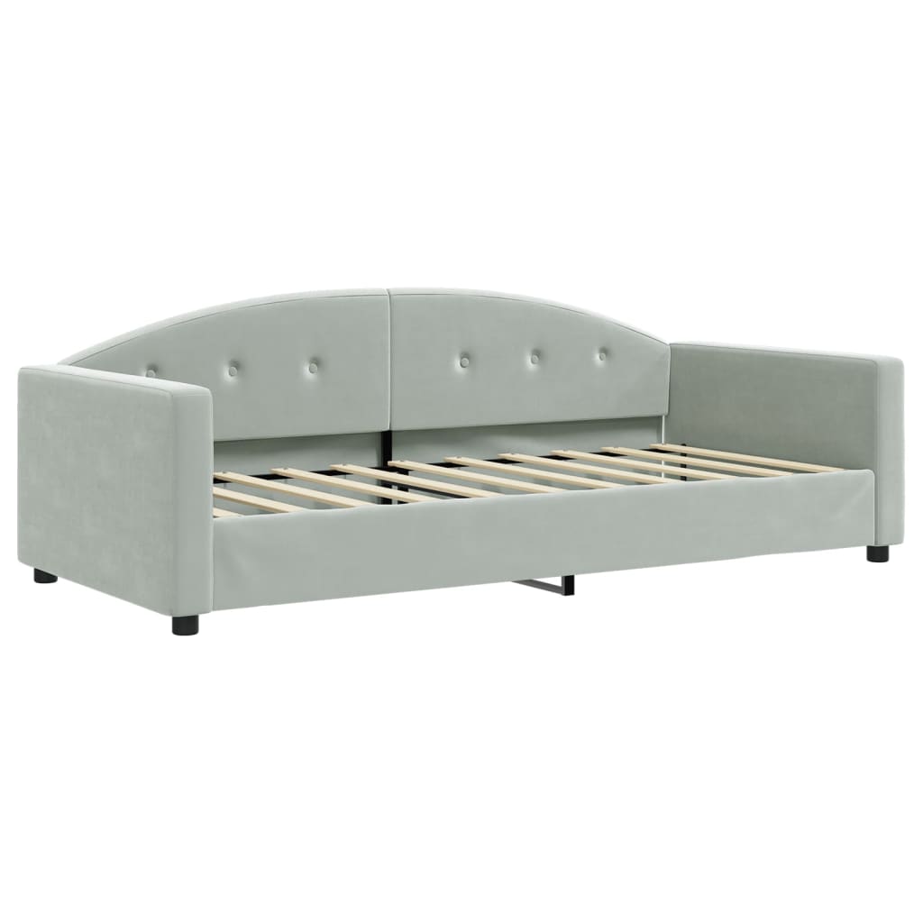 daybed med madras 90x190 cm velour lysegrå