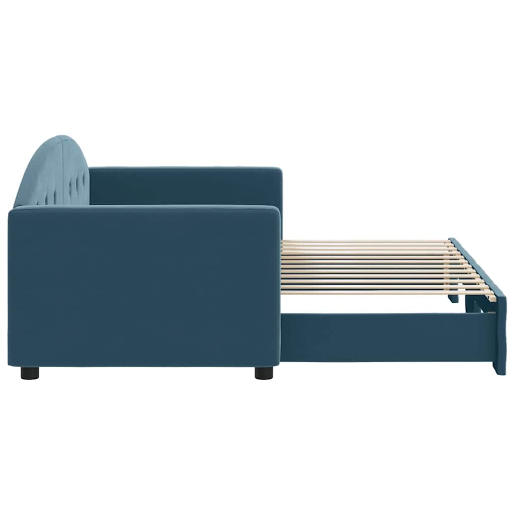 daybed med udtræk 80x200 cm velour blå