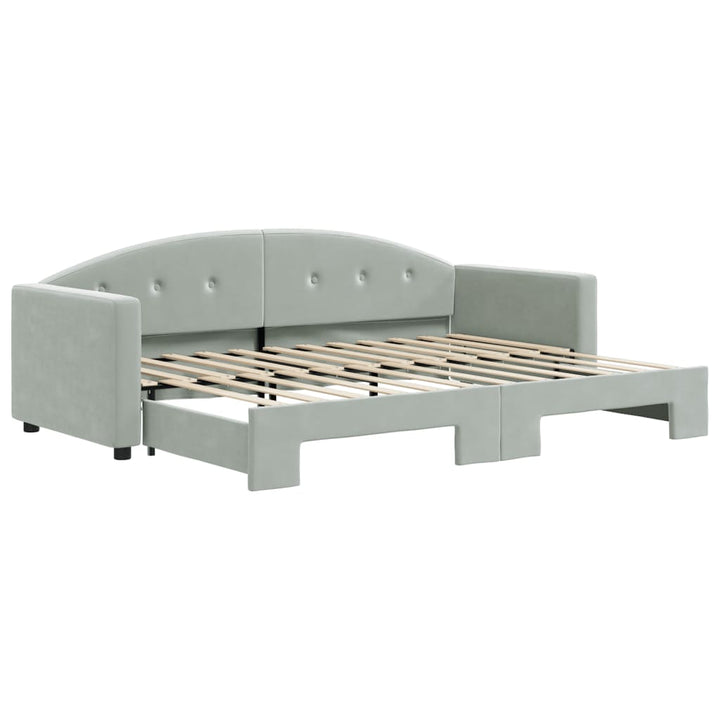 daybed med udtræk 80x200 cm velour lysegrå