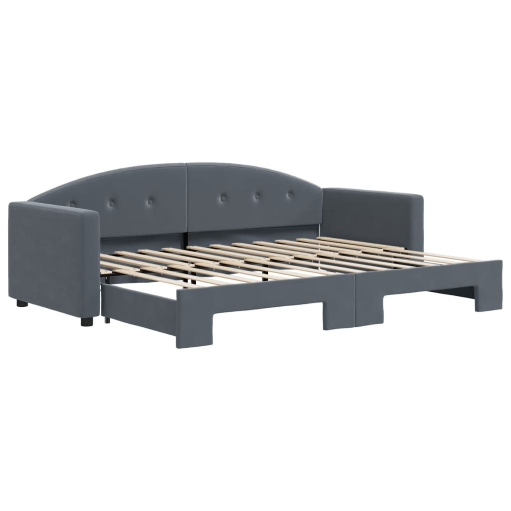 daybed med udtræk 80x200 cm velour mørkegrå