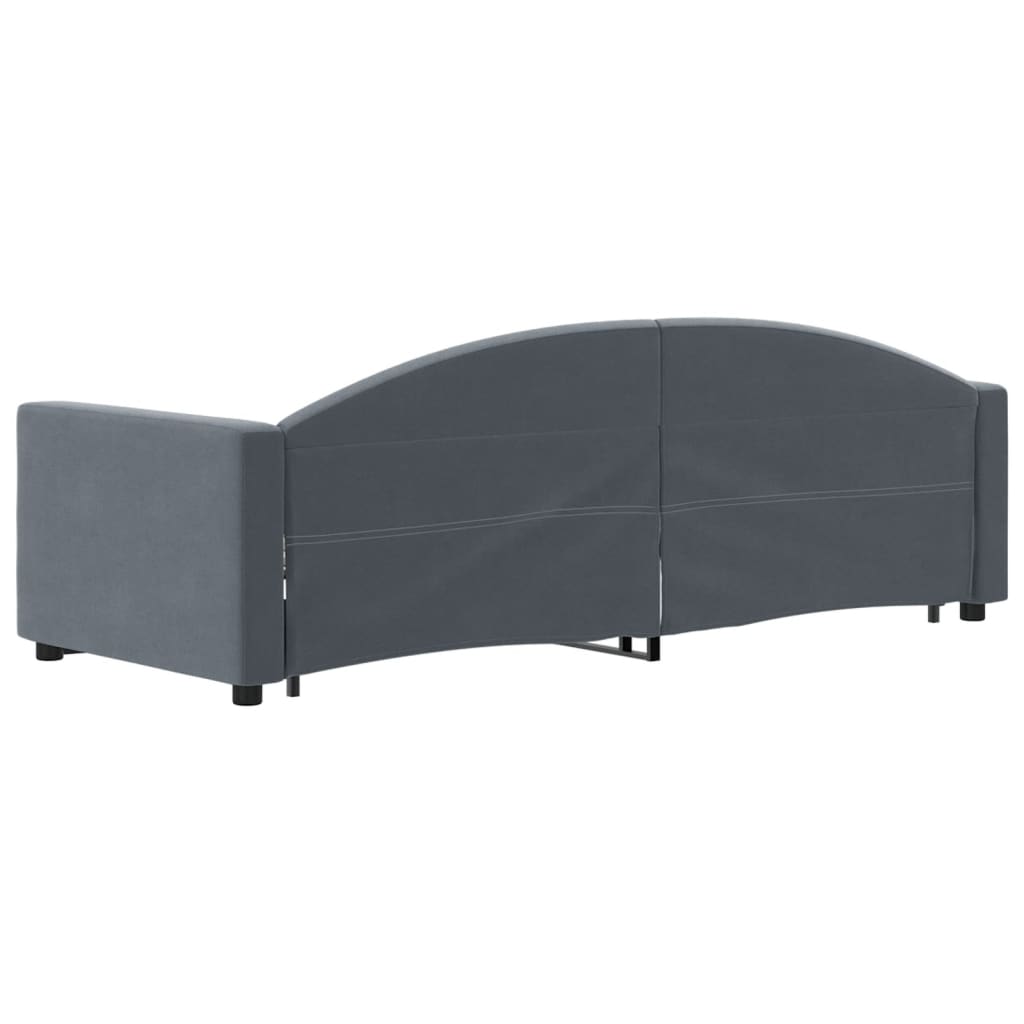 daybed med udtræk 80x200 cm velour mørkegrå