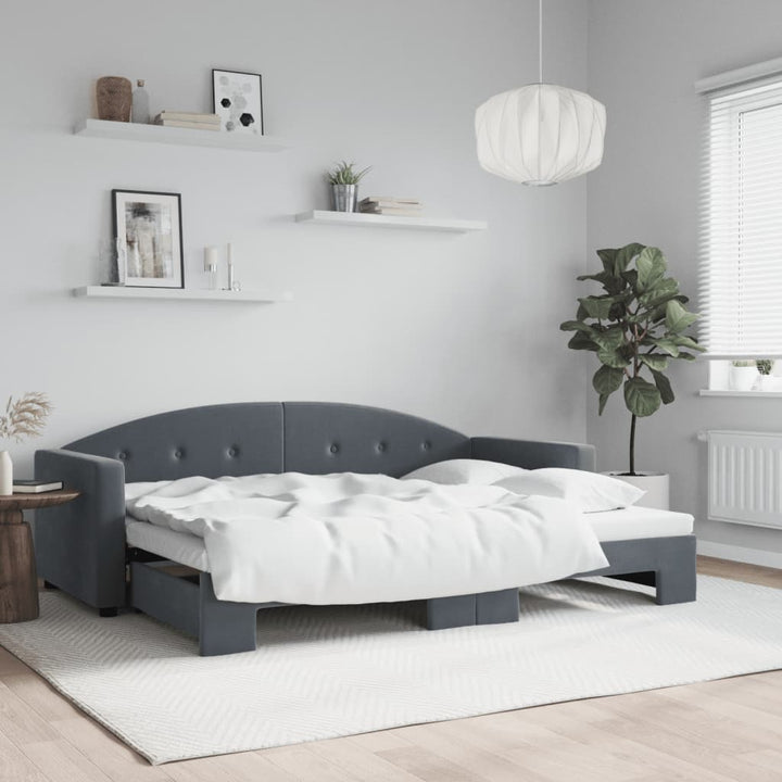 daybed med udtræk 80x200 cm velour mørkegrå