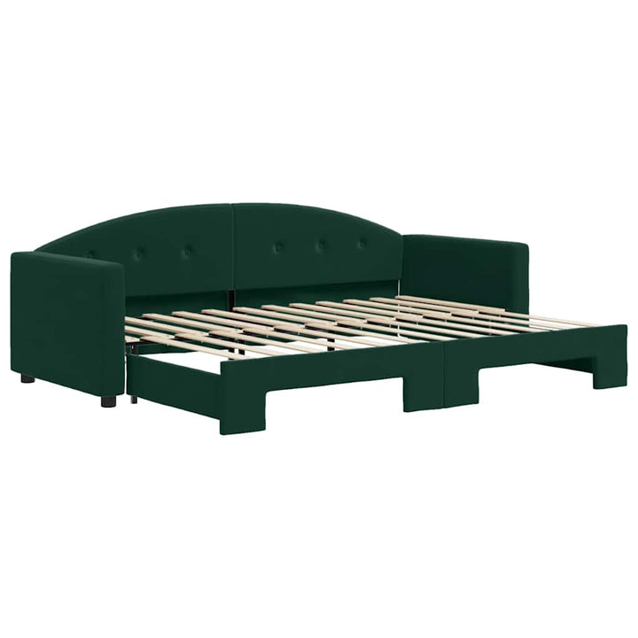 daybed med udtræk 80x200 cm velour mørkegrøn