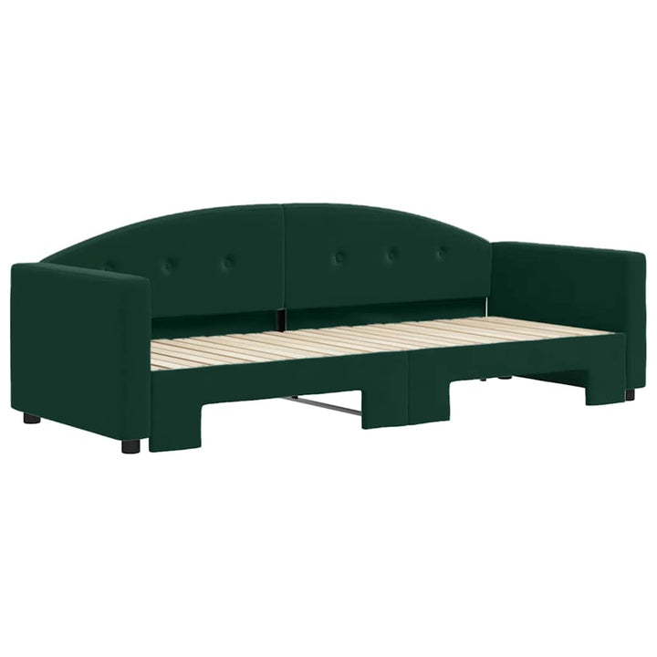 daybed med udtræk 80x200 cm velour mørkegrøn