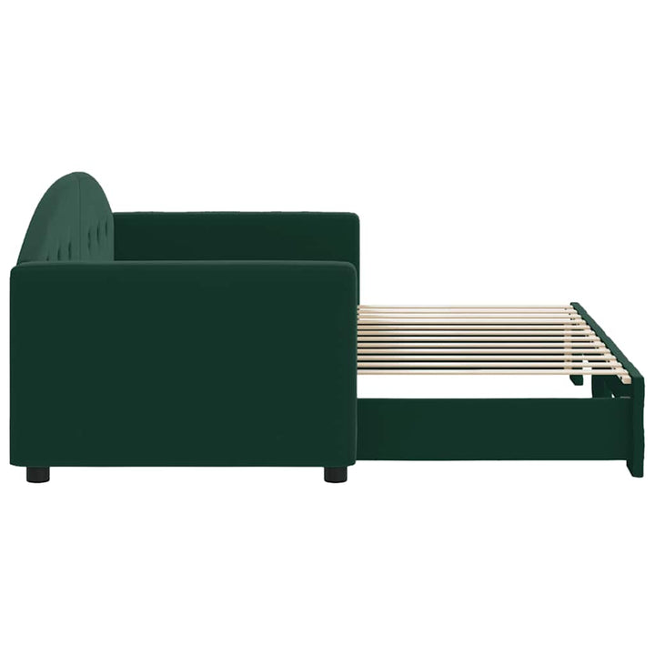 daybed med udtræk 80x200 cm velour mørkegrøn
