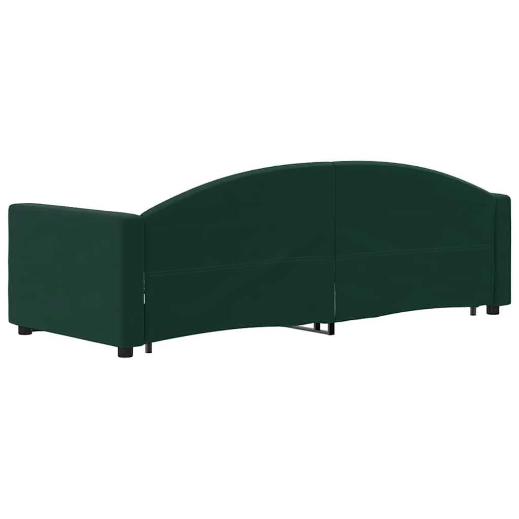 daybed med udtræk 80x200 cm velour mørkegrøn