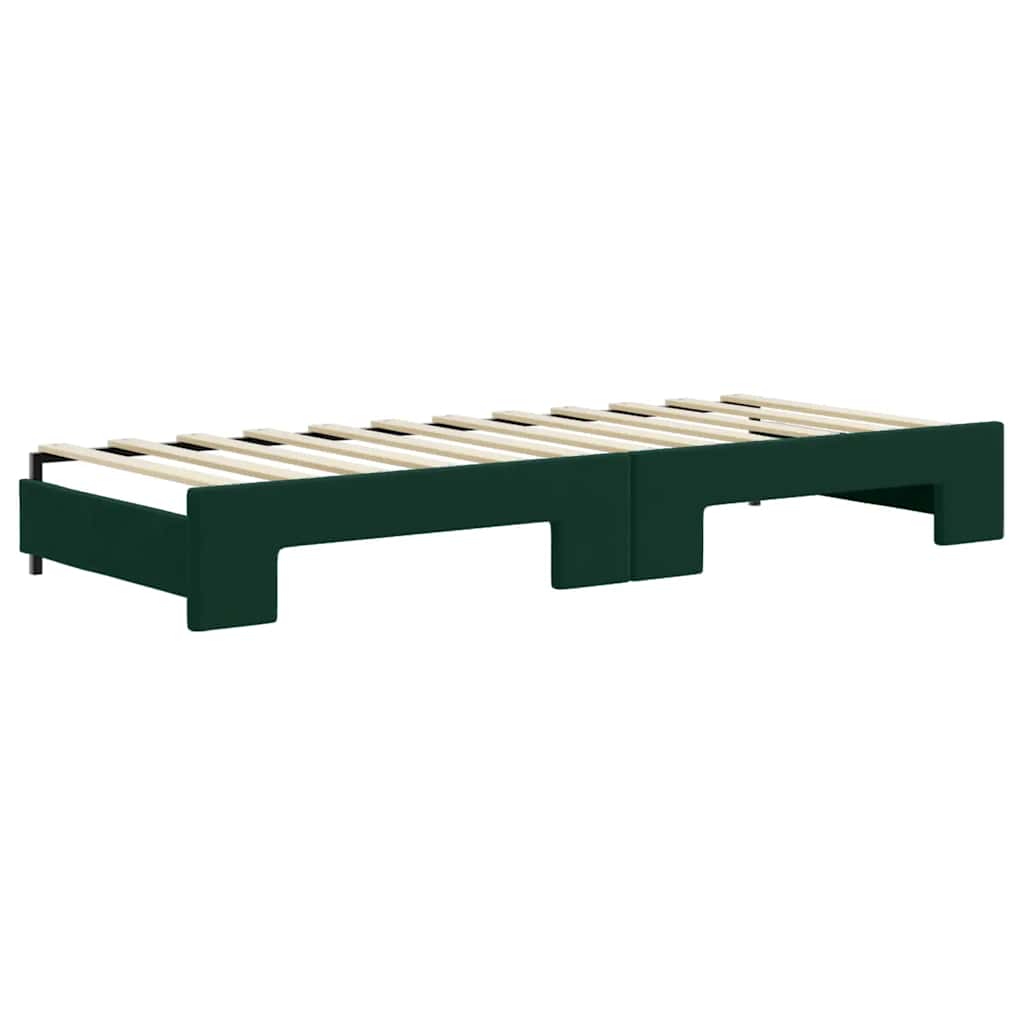 daybed med udtræk 80x200 cm velour mørkegrøn