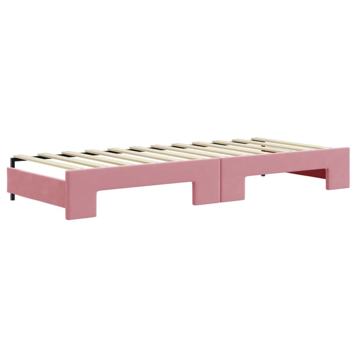daybed med udtræk 80x200 cm velour lyserød