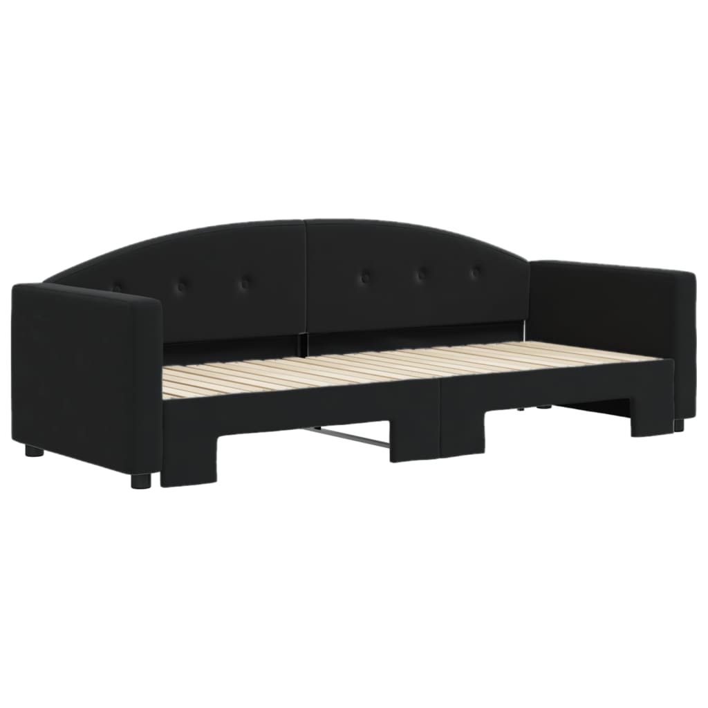 daybed med udtræk 80x200 cm velour sort