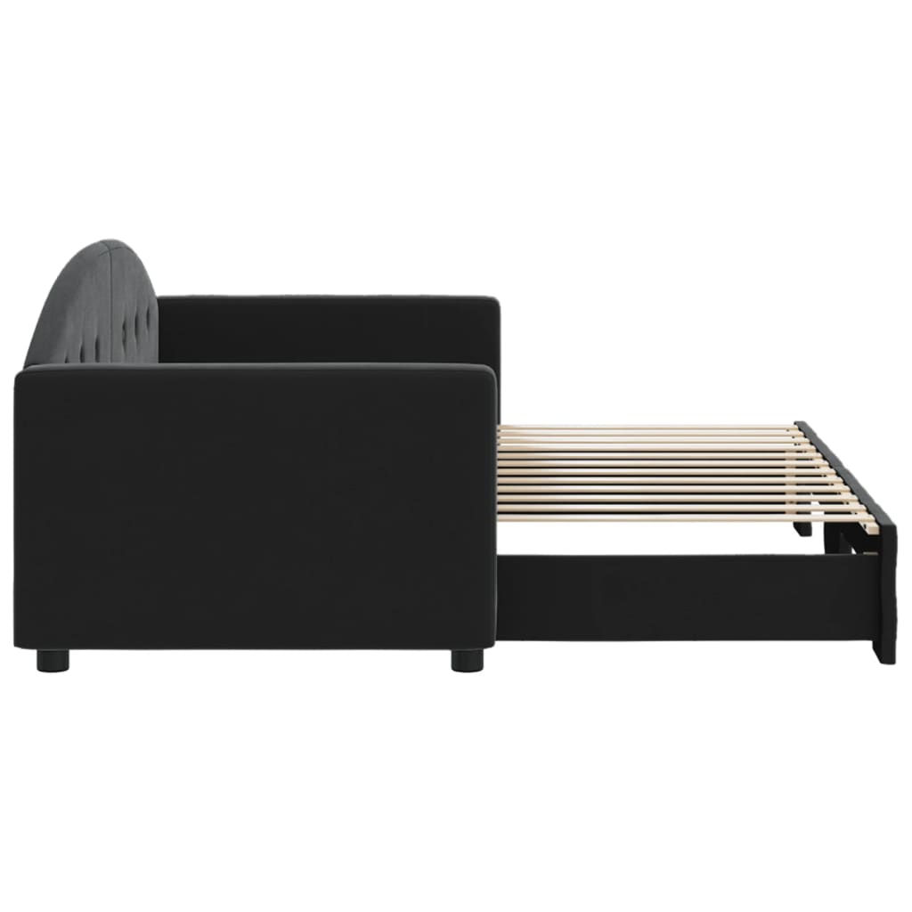 daybed med udtræk 80x200 cm velour sort