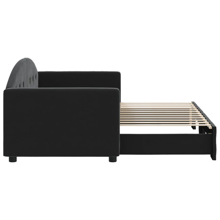 daybed med udtræk 80x200 cm velour sort