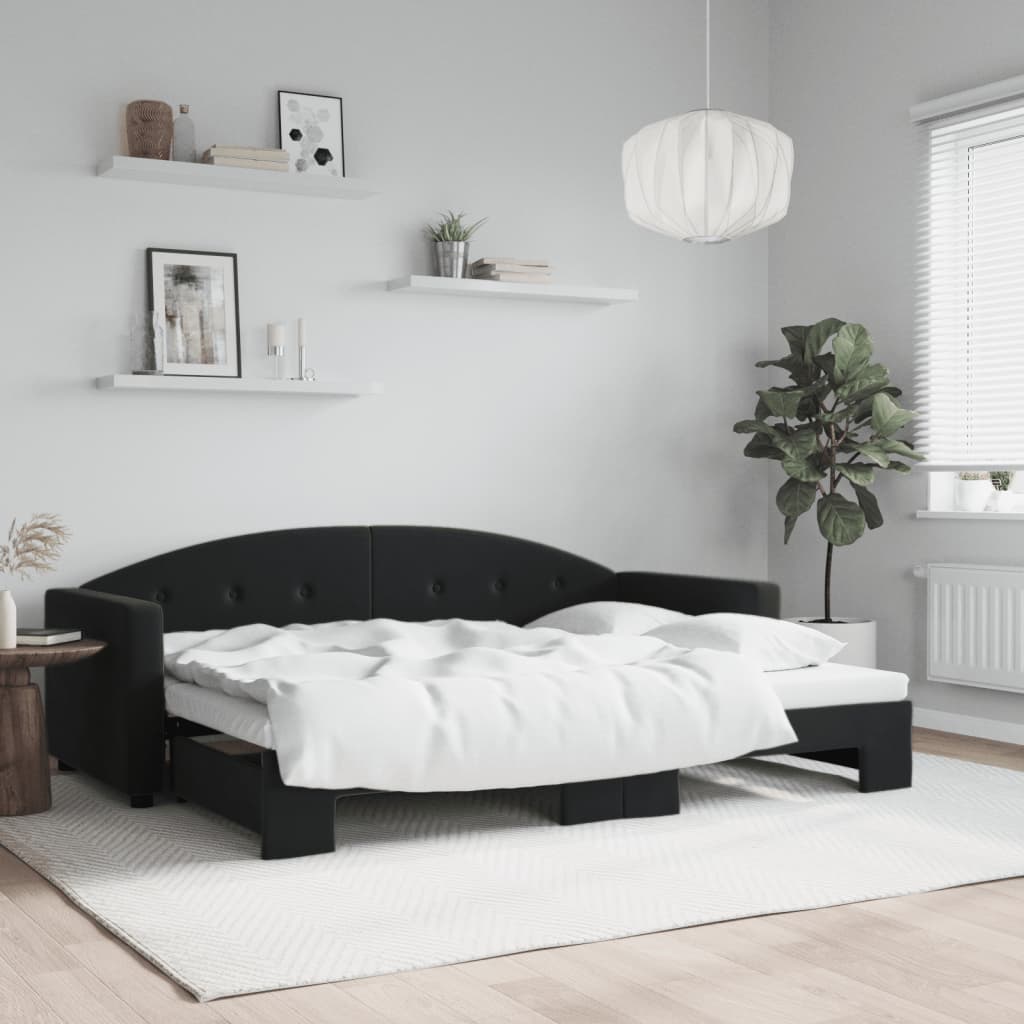 daybed med udtræk 80x200 cm velour sort