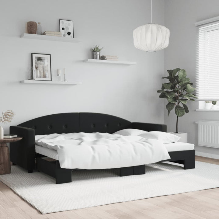 daybed med udtræk 80x200 cm velour sort