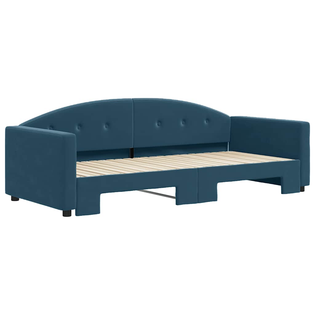 daybed med udtræk 90x200 cm velour blå