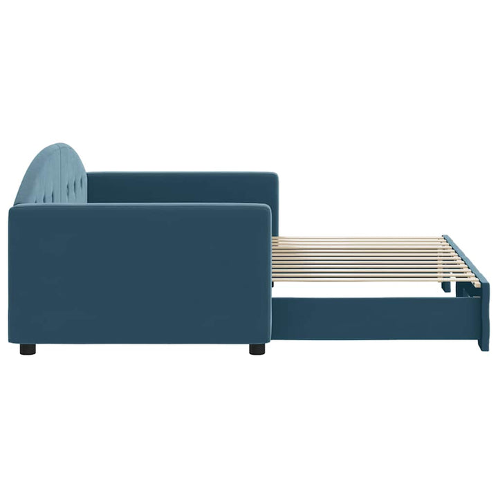 daybed med udtræk 90x200 cm velour blå