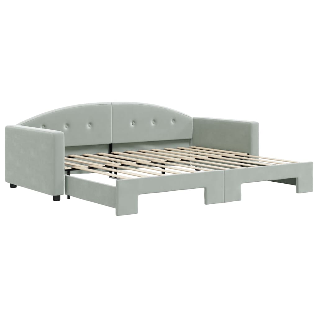 daybed med udtræk 90x200 cm velour lysegrå