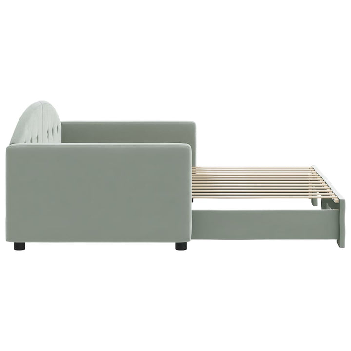 daybed med udtræk 90x200 cm velour lysegrå