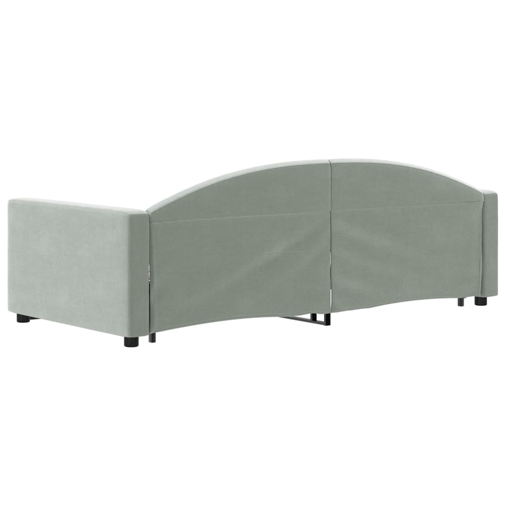 daybed med udtræk 90x200 cm velour lysegrå