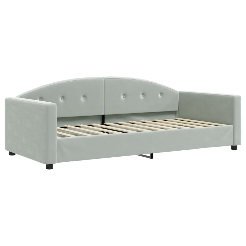 daybed med udtræk 90x200 cm velour lysegrå