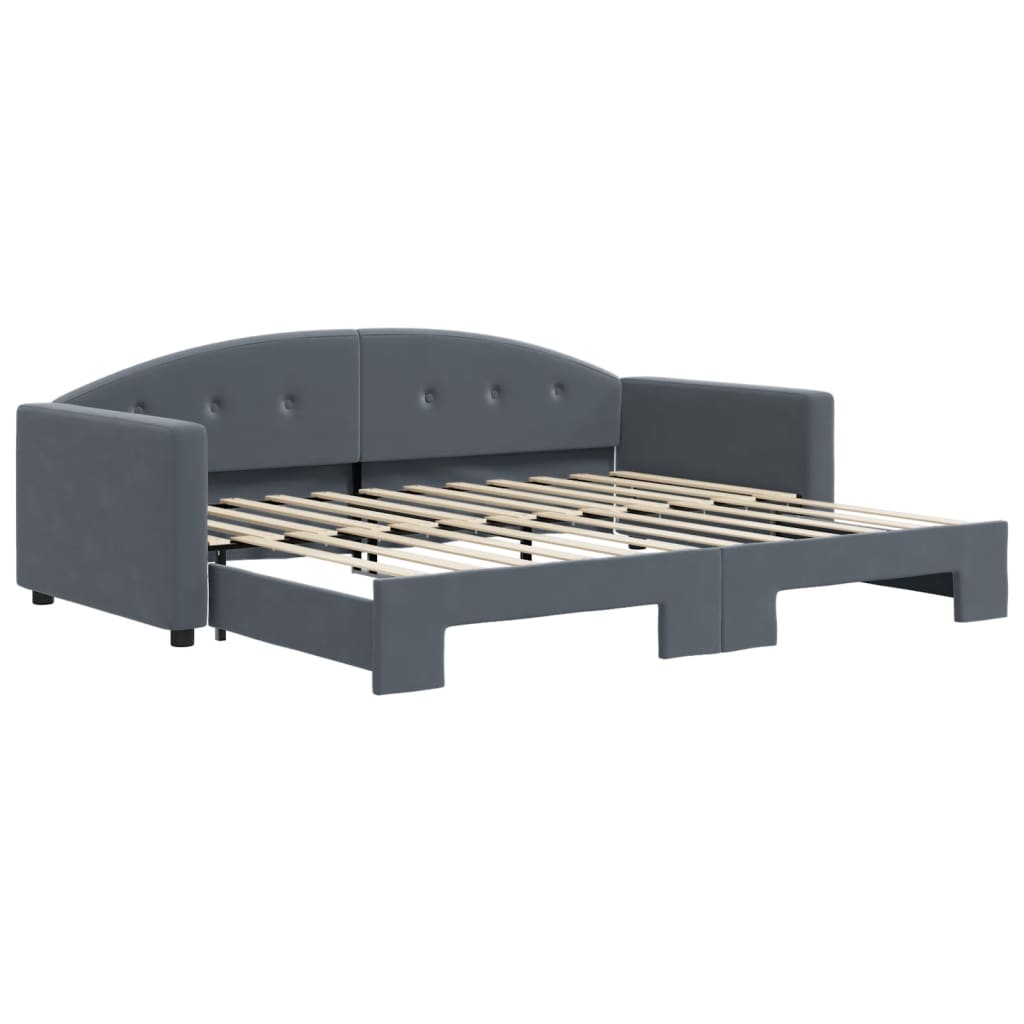daybed med udtræk 90x200 cm velour mørkegrå