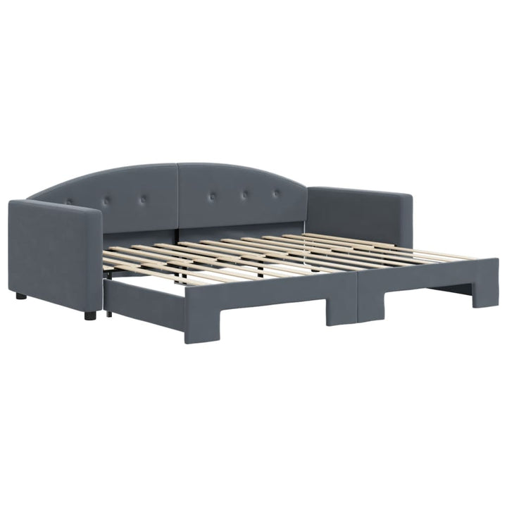 daybed med udtræk 90x200 cm velour mørkegrå